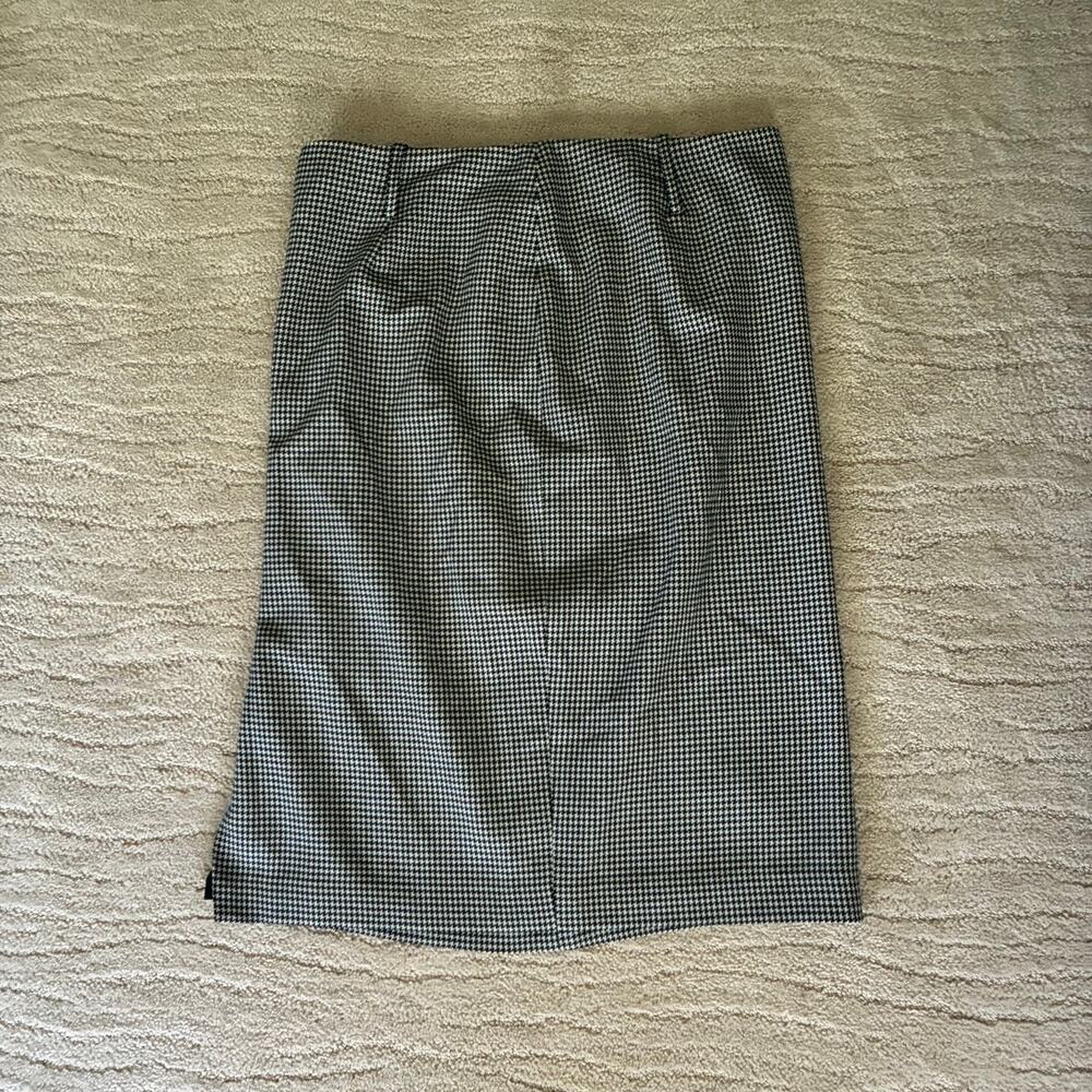 Y2K Anne Klein 12 Worsted Wool Hounds Tooth Academia Pencil Knee Length Skirt